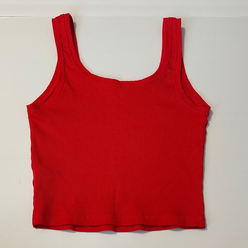 Red Ribbed Tank Top - Picture 2 of 3